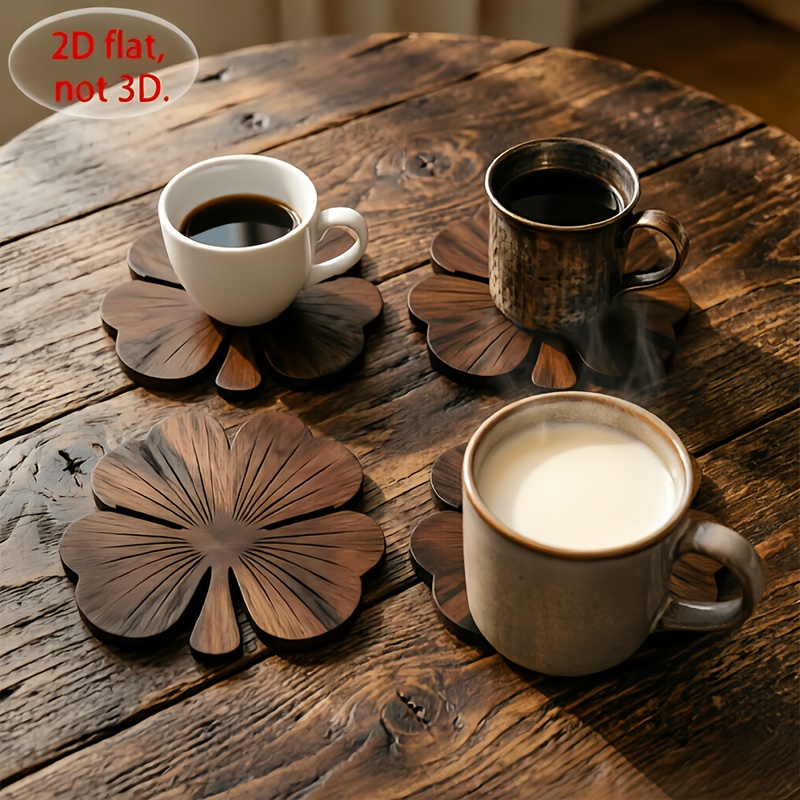4 posavasos de madera planos 2 - Coffee Tea And Sugar Set reseña y precio